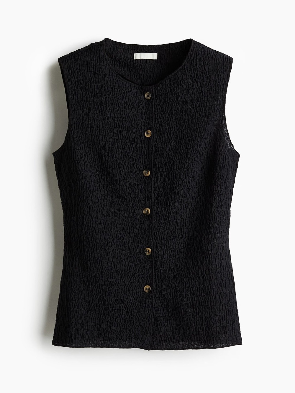 H&M Textured Jersey Waistcoat – Black, Size Small
